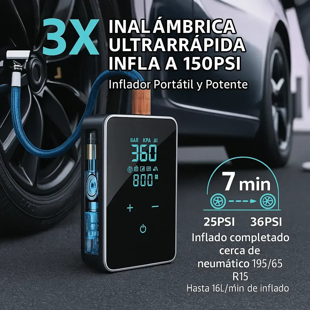 🔥Oferta limitada🔥Mini Compresor Portatil🚲Inflá fácil, rápido y sin complicaciones🏍️