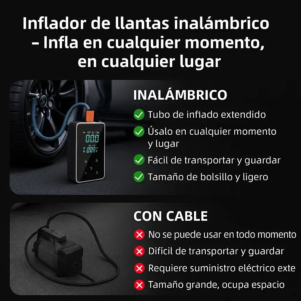 🔥Oferta limitada🔥Mini Compresor Portatil🚲Inflá fácil, rápido y sin complicaciones🏍️