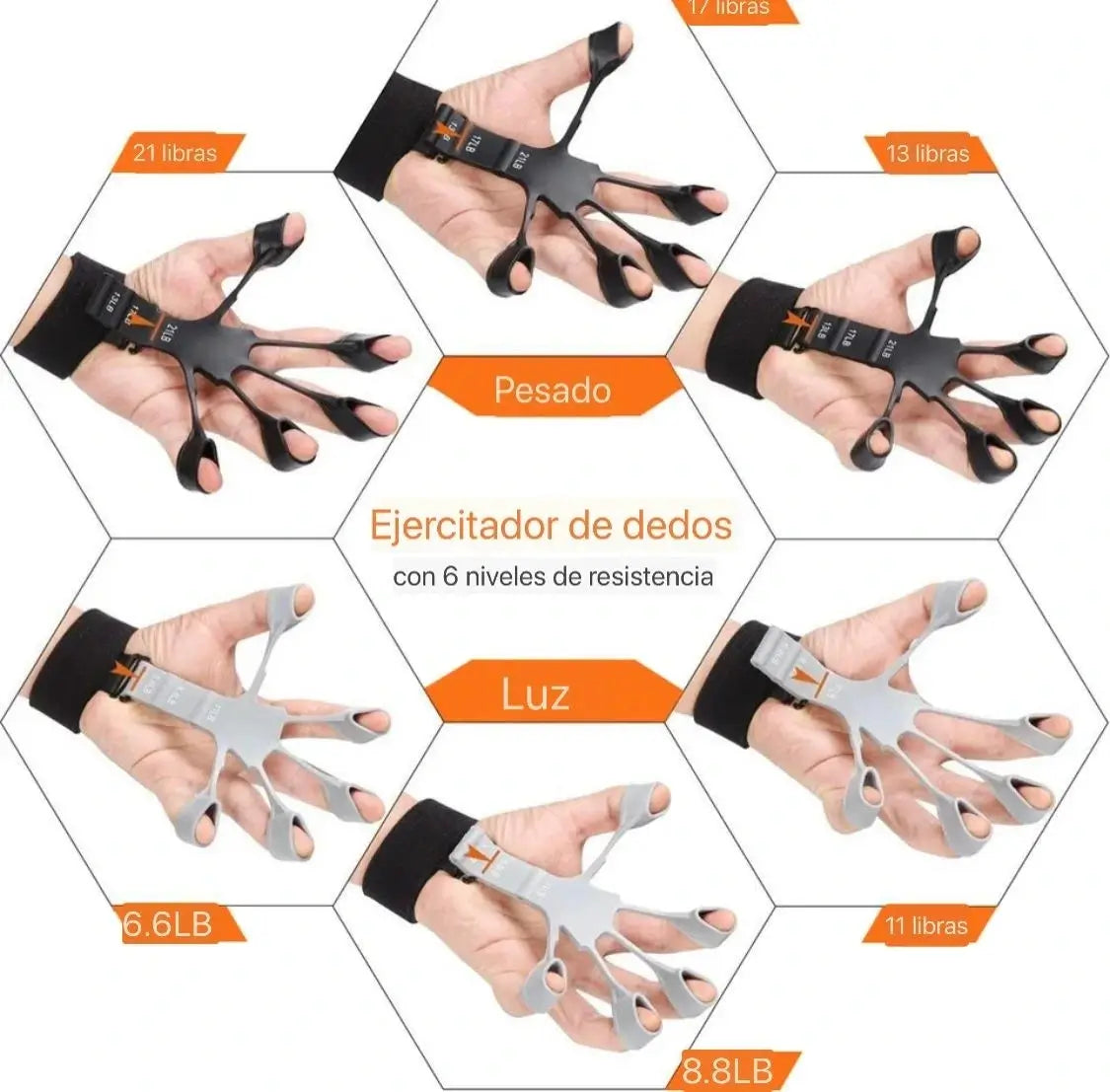 Kit Fortalecedor de Agarre x5: Mano, Dedos y Antebrazo al Máximo