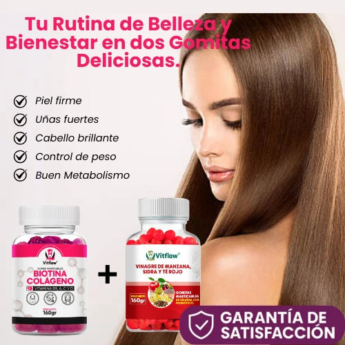 Kit Glow Up 360° GOMITAS BIOTINA+COLAGENO y DE VINAGRE DE MANZANA