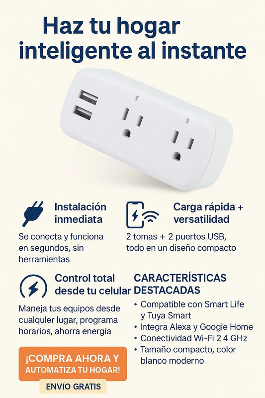 ⚡Toma corriente Inteligente WiFi con USB⚡🔥Más vendido en hogares inteligentes