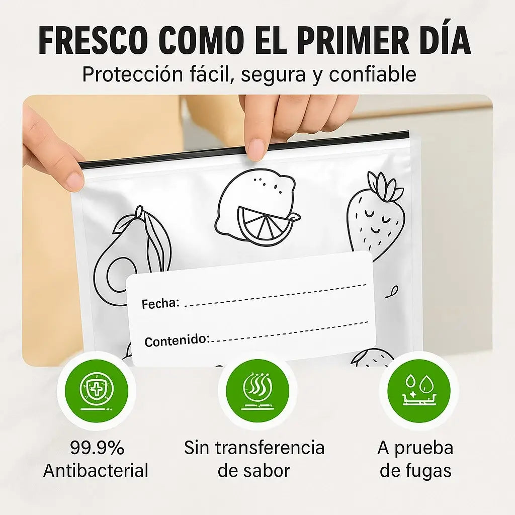 Bolsas de almacenamiento reutilizables sellables de papel de aluminio.
