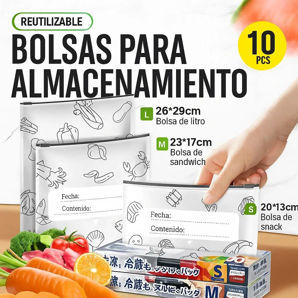 Bolsas de almacenamiento reutilizables sellables de papel de aluminio.