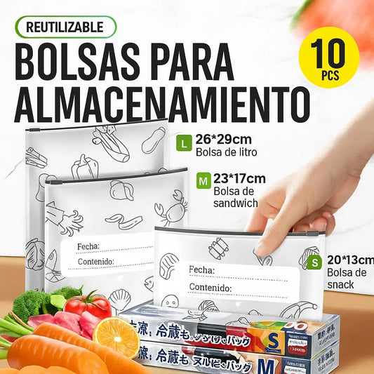 Bolsas de almacenamiento reutilizables sellables de papel de aluminio.