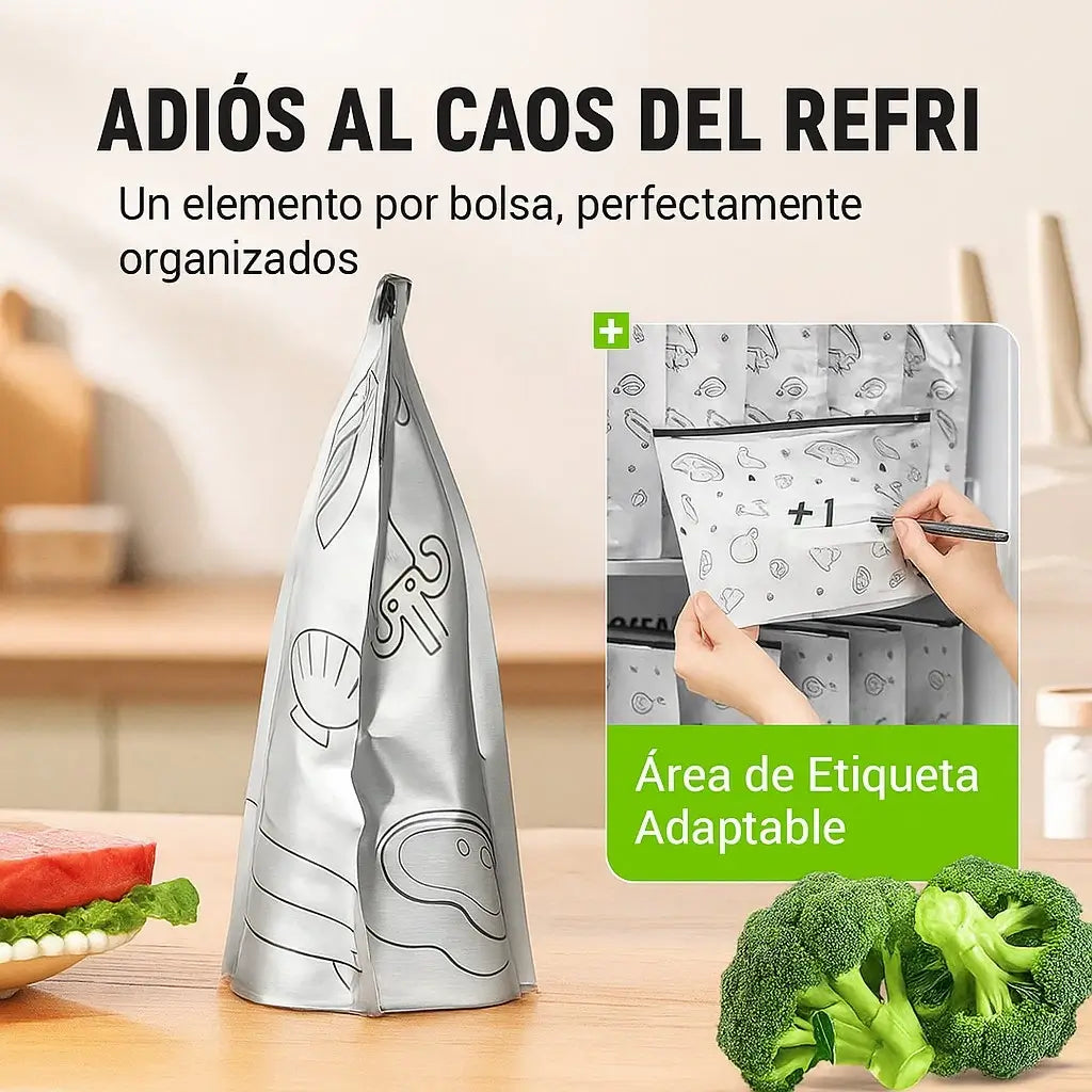 Bolsas de almacenamiento reutilizables sellables de papel de aluminio.