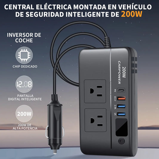 🔥Nueva tecnología 2025🔥El inversor de potencia del carro de 200W 6 en 1