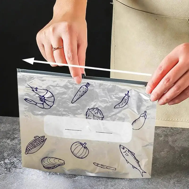 Bolsas de almacenamiento reutilizables sellables de papel de aluminio.